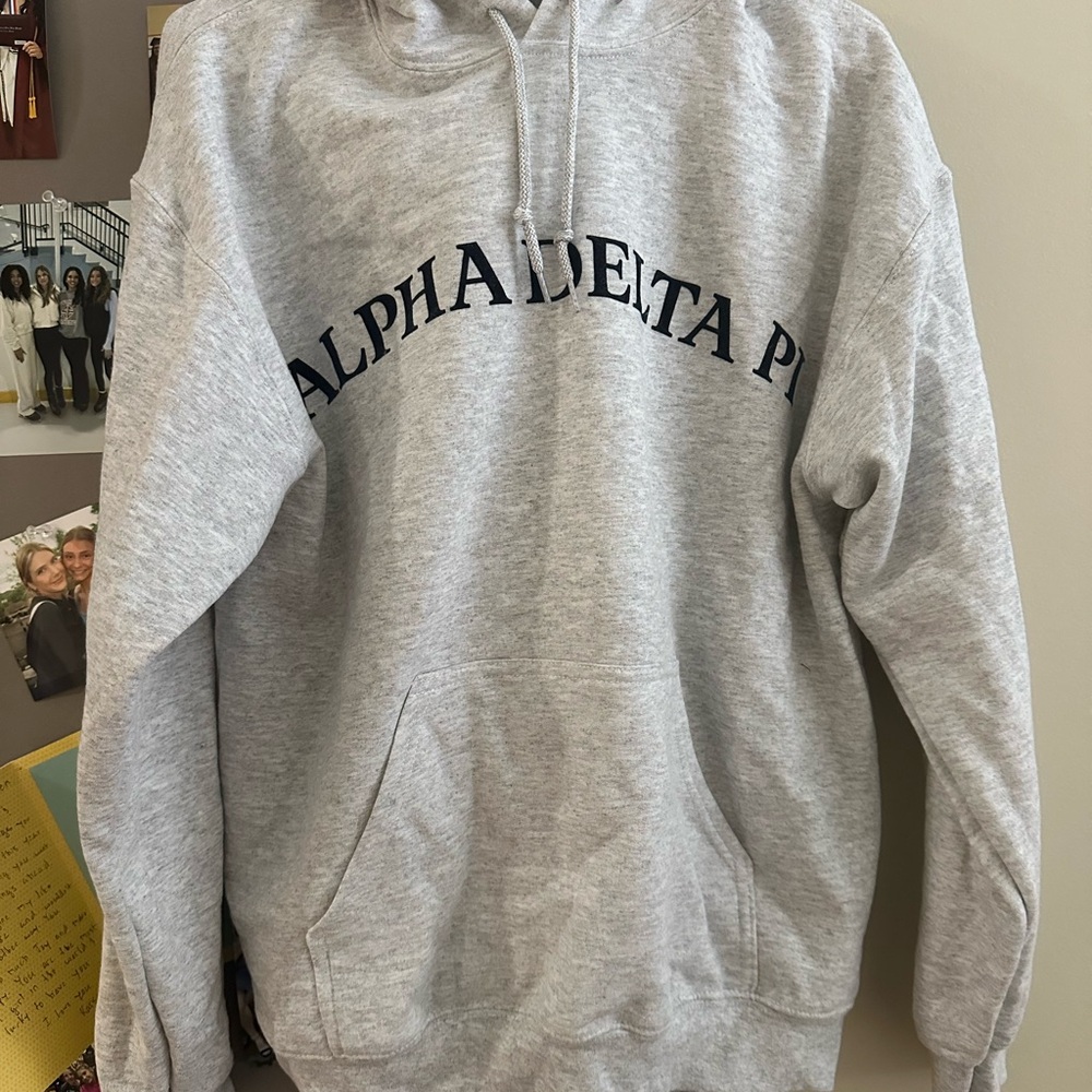 Gray Hoodie with Black Print